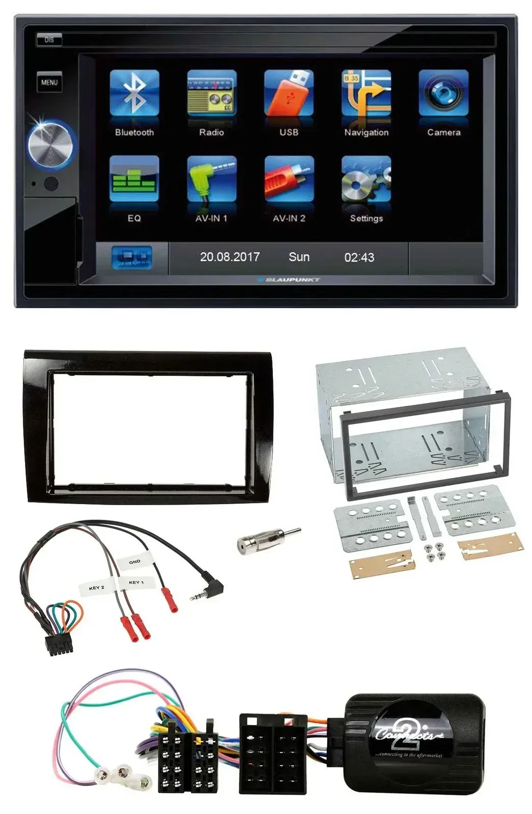Blaupunkt Lenkrad USB Bluetooth TMC 2DIN Navigation für Fiat Bravo 2007-2014