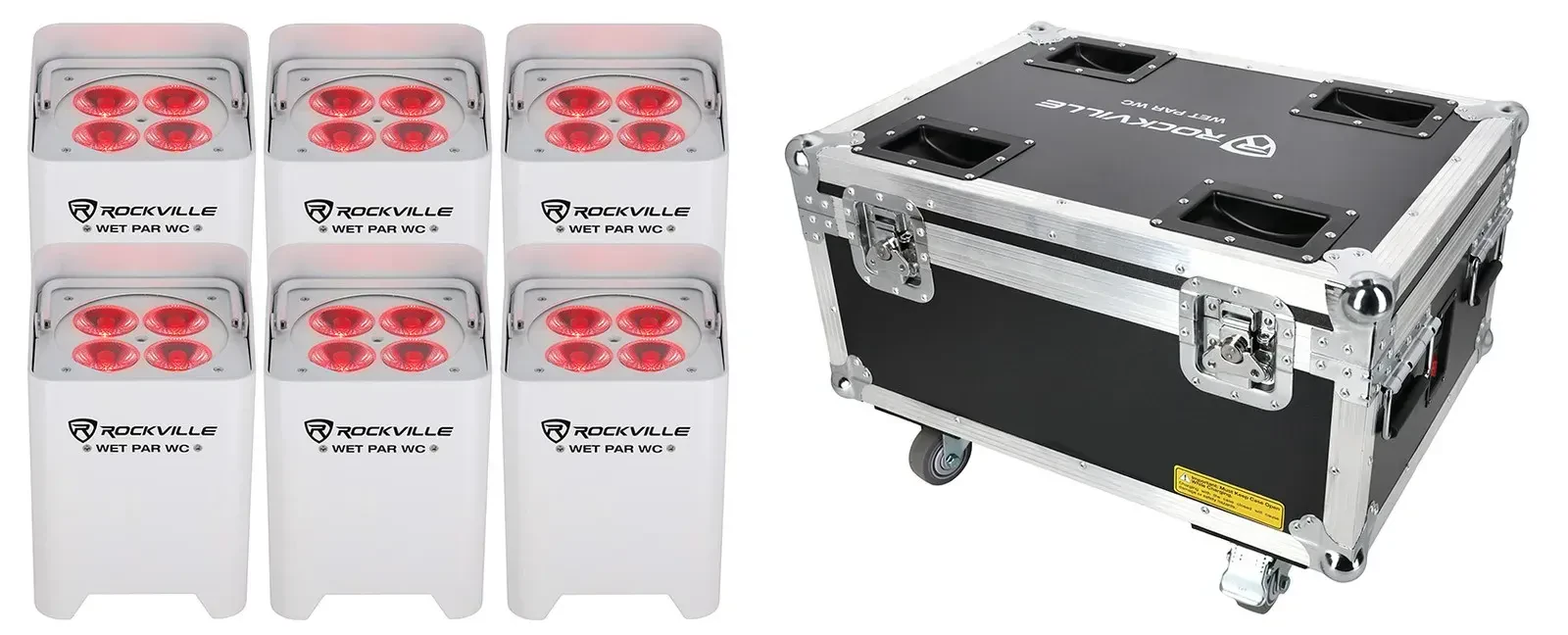Светодиодный прибор Rockville WET PAR WC PACKAGE White с кейсом (6 штук)
