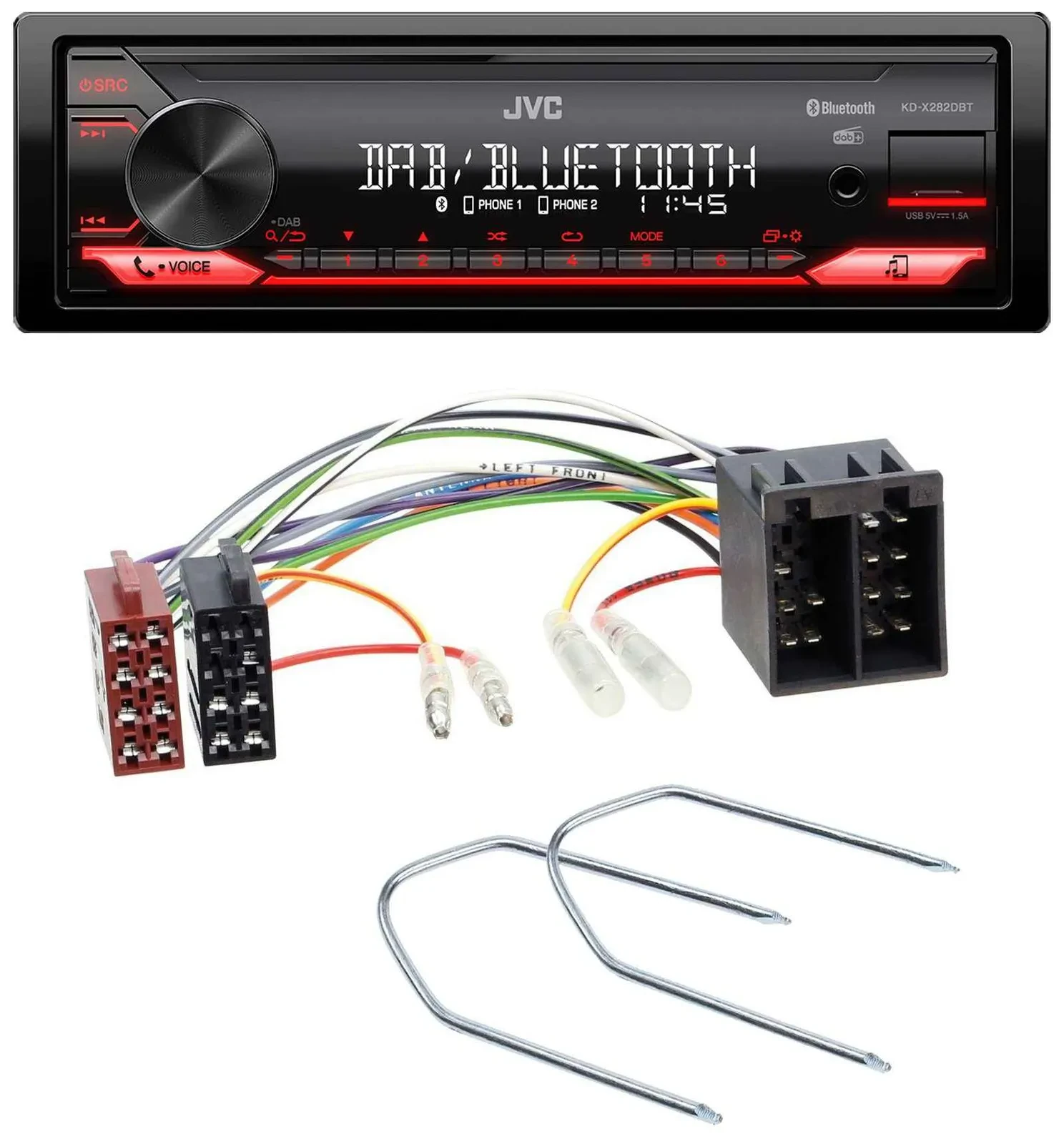 Автомагнитола JVC Bluetooth, USB, DAB, MP3 для Seat Toledo 1 (1991–1999) и Ibiza (1984–1993)