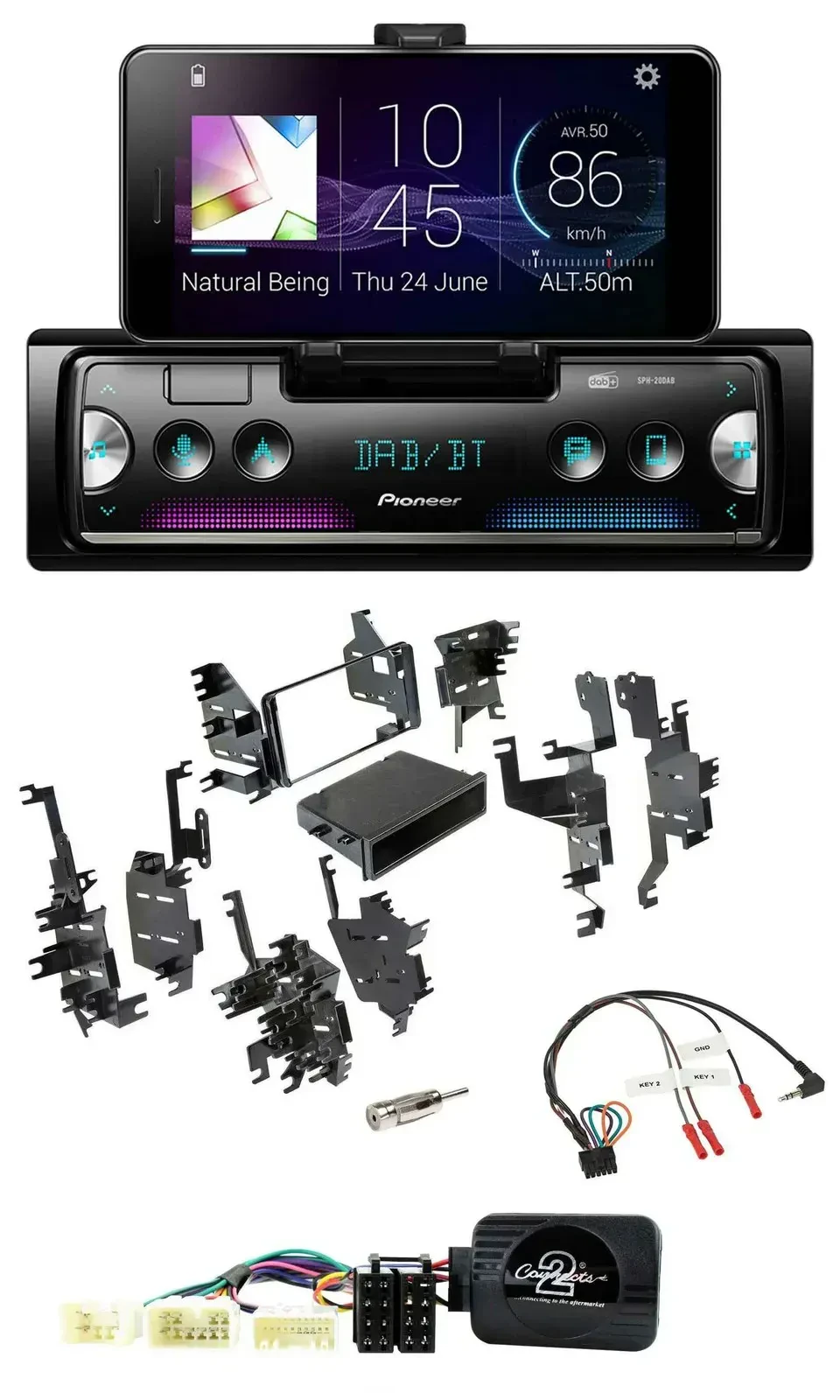 Автомагнитола для Toyota Yaris 2007–2012 Pioneer Bluetooth, DAB, USB, поддержка кнопок на руле