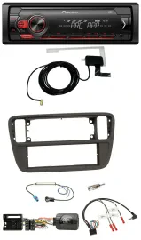 Автомагнитола Pioneer 1-DIN USB DAB MP3 для VW Up (2011–2016), черный, поддержка управления с руля