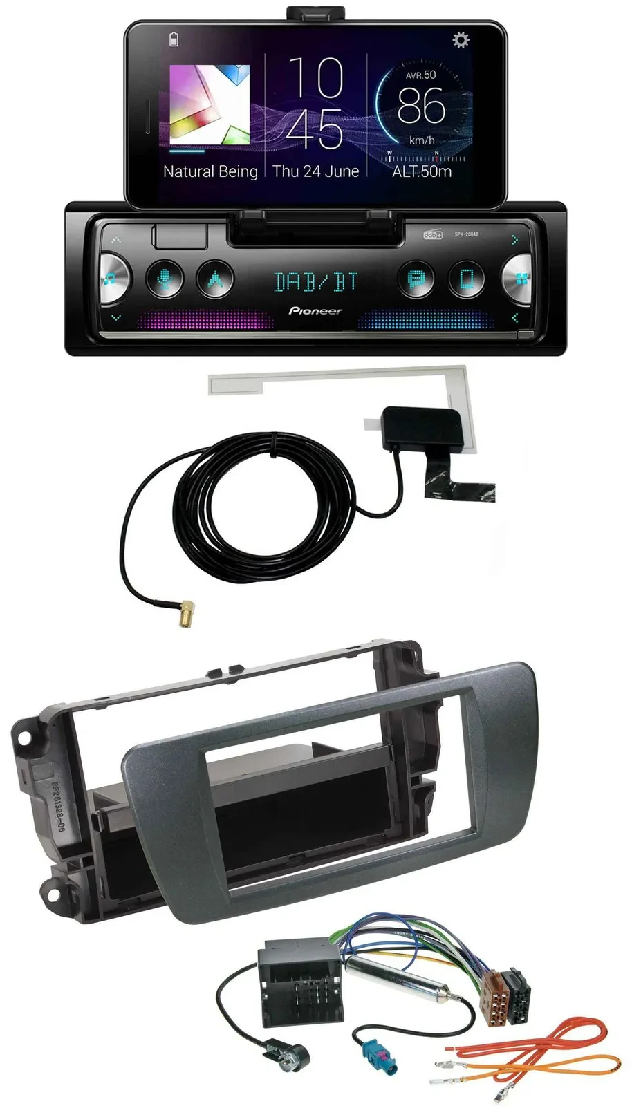 Автомагнитола Pioneer для Seat Ibiza (с 2008) DAB, Bluetooth, MP3, USB, черный