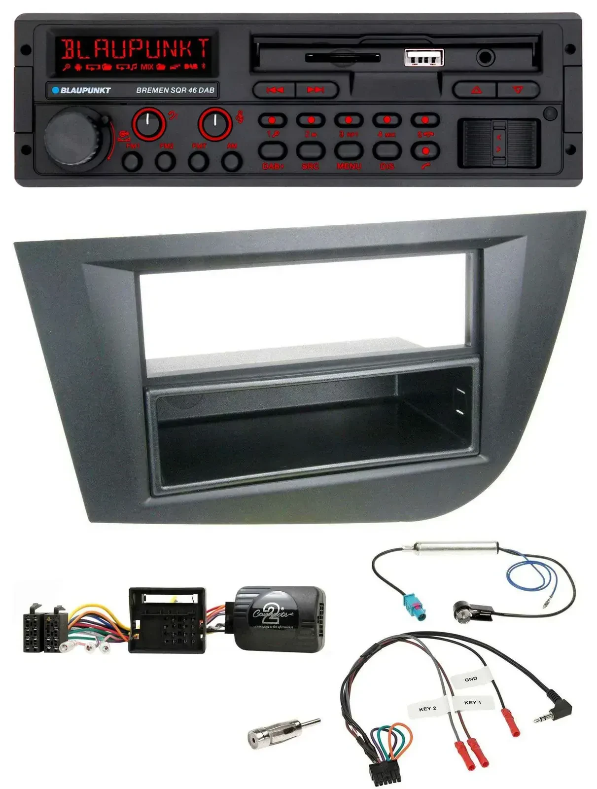 Blaupunkt SD Lenkrad USB Bluetooth DAB Autoradio für Seat Leon 2005-2010 schwarz