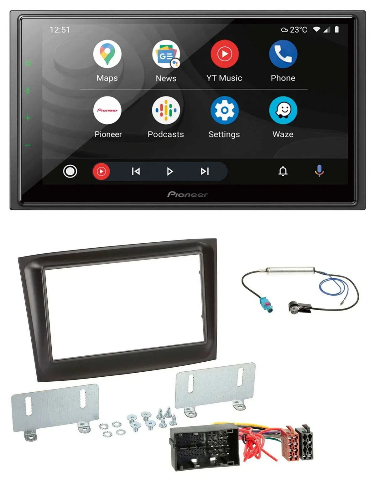 Автомагнитола для Fiat Doblo (с 2015) Pioneer 2 DIN USB DAB MP3 Bluetooth, чёрный