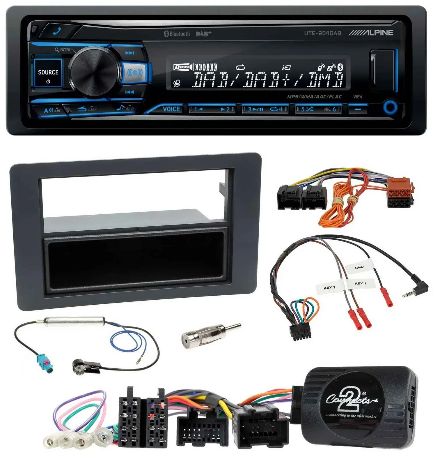 Alpine USB Bluetooth DAB Lenkrad Autoradio für Saab 9-5 YS3E Facelift 2005-2011