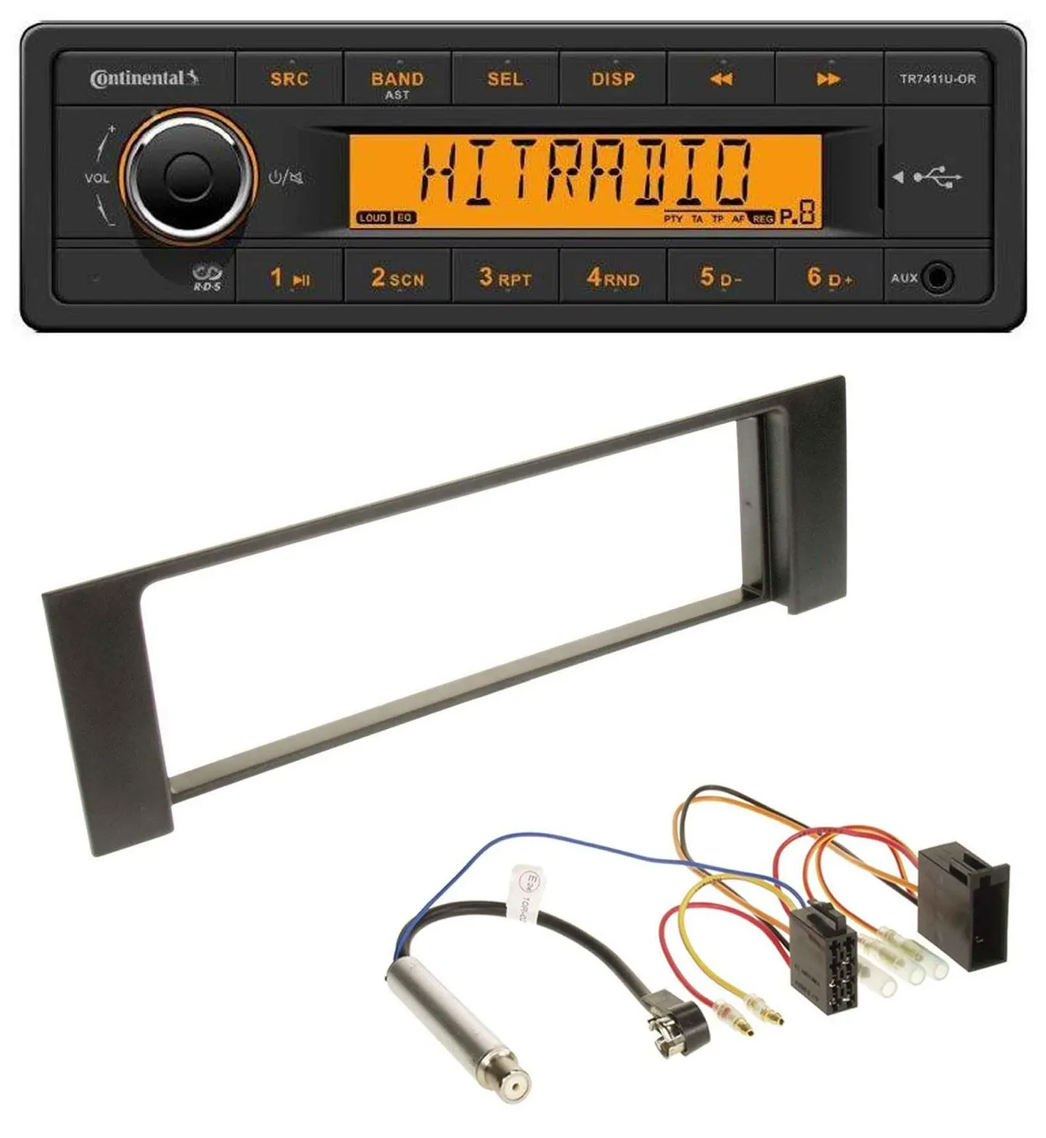 Continental 1DIN USB AUX MP3 Autoradio für Audi A4 (B6, 00-04) - ISO
