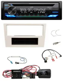 JVC Bluetooth Lenkrad USB DAB CD Autoradio für Opel Corsa D perl-weiss 09-14