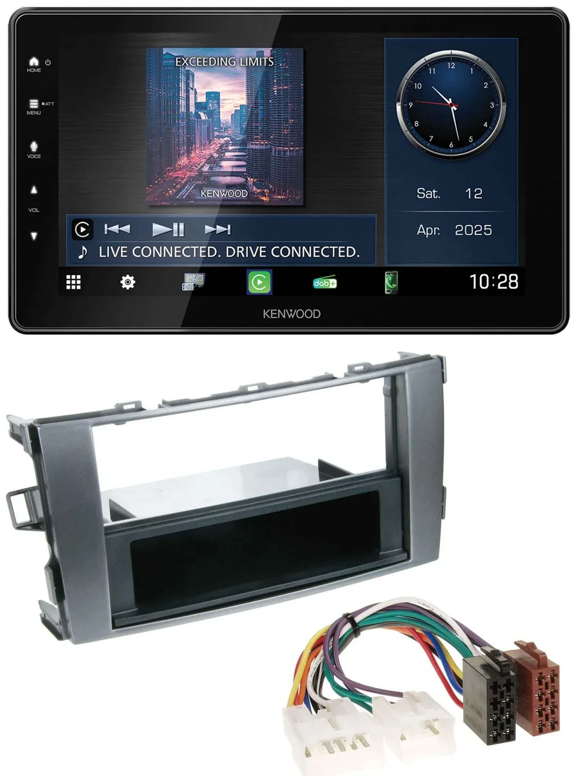 Kenwood MP3 Bluetooth USB DAB Autoradio für Toyota Auris 07-12 anthrazit-grau