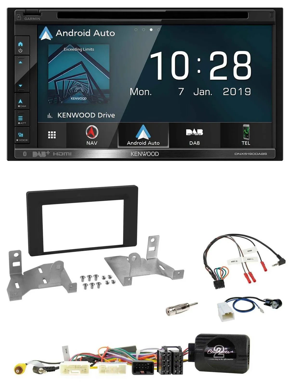Kenwood DAB TMC USB 2DIN Lenkrad Bluetooth Navigation für Toyota Aygo ab 22 AB7