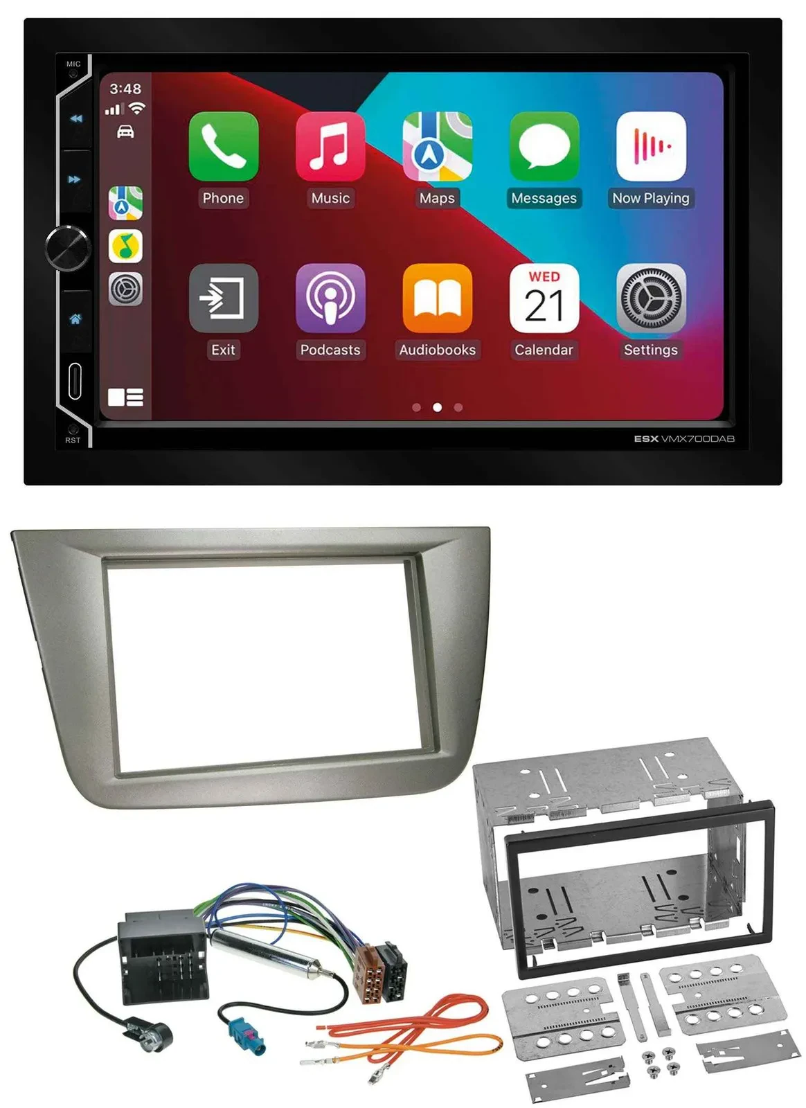 ESX 2DIN DAB USB MP3 Bluetooth Autoradio für Seat Altea XL Altea Toledo silber