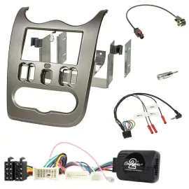 Einbauset Lenkradadapter Doppel DIN Autoradio für Dacia ab 2012 dunkelsilber