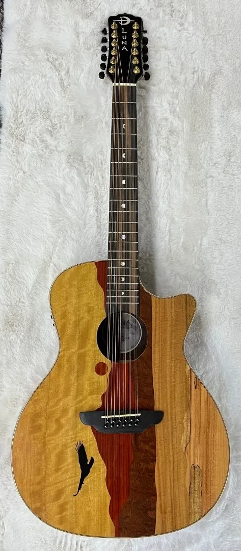 Luna Guitars Luna Vista Eagle 12 String  Tropical Wood Acoustic Electric Guitar w/Hard Case