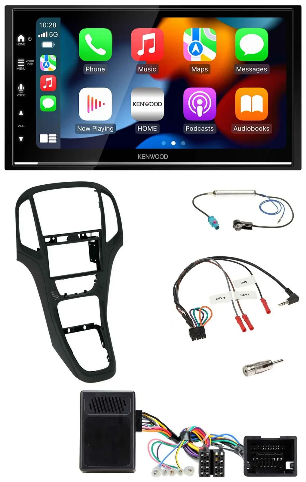 Kenwood DAB USB Bluetooth 2DIN Lenkrad Autoradio für Opel Astra ab 09 Perlschwar
