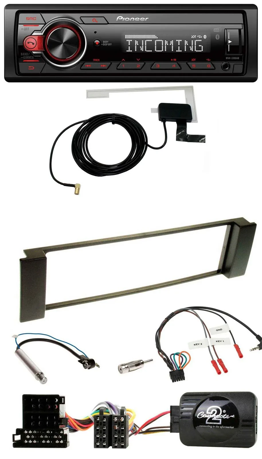 Автомагнитола Pioneer USB DAB Bluetooth, совместимая с управлением на руле, для Audi A3/A6 (2000–2004)