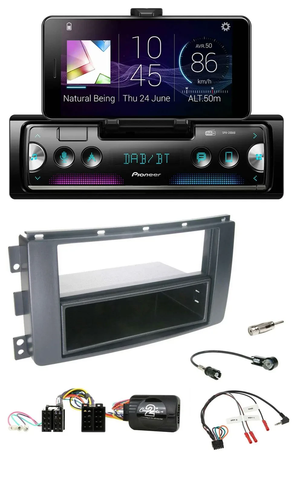 Pioneer USB Lenkrad Bluetooth DAB Autoradio für Smart ForFour 2004-2006 schwarz