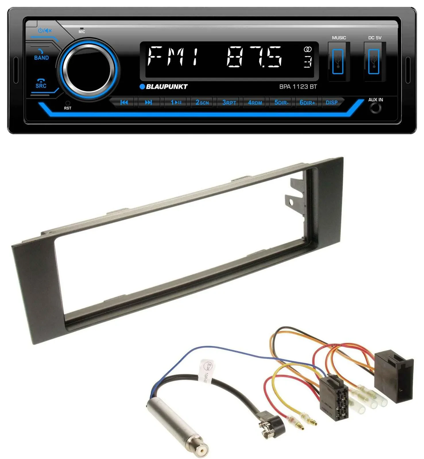 Blaupunkt MP3 Bluetooth USB AUX Autoradio für Audi A3 (8P, 03-06) - ISO