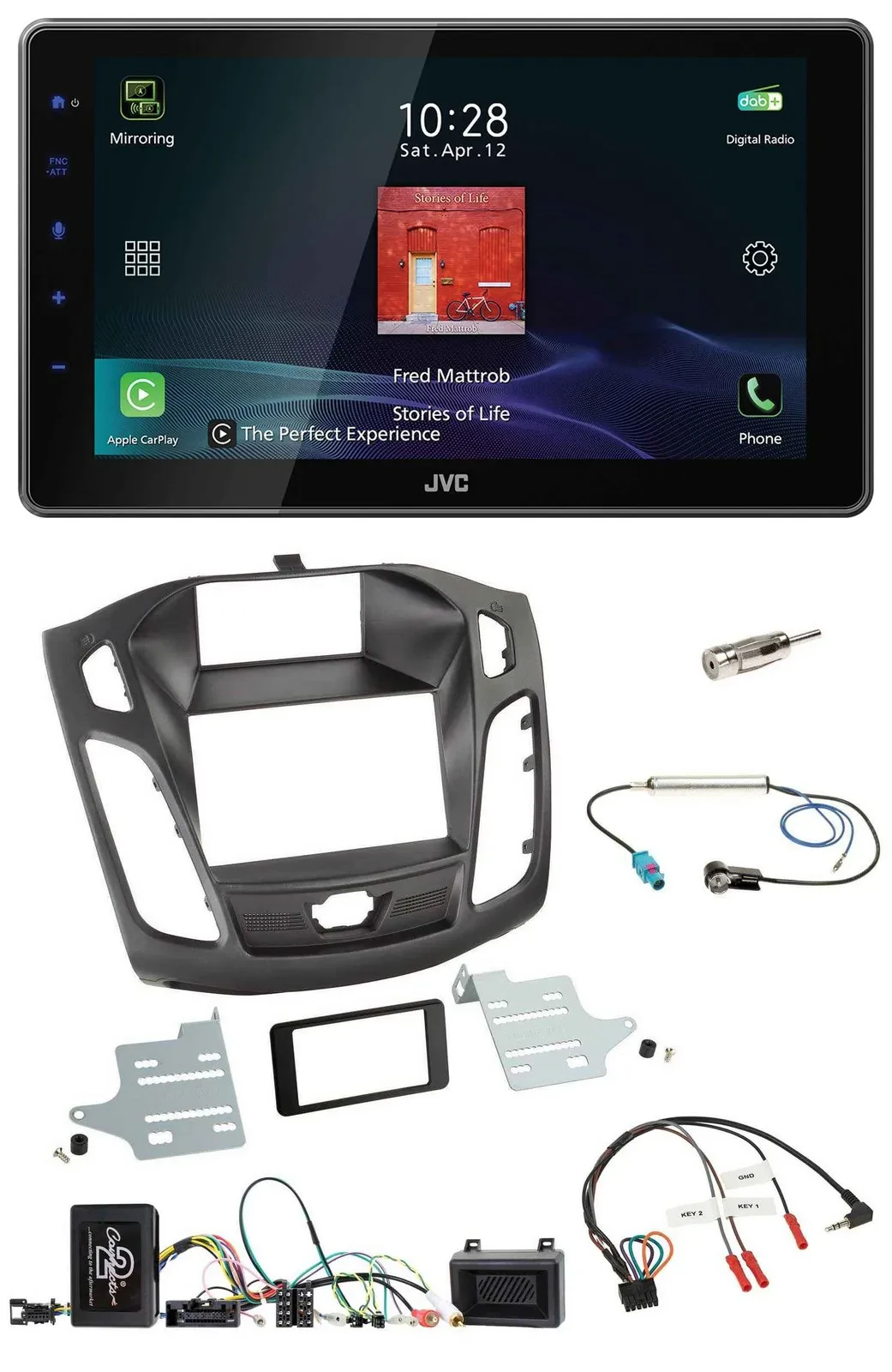 JVC DAB Lenkrad Bluetooth USB Autoradio für Ford Focus DYB 2011-2014