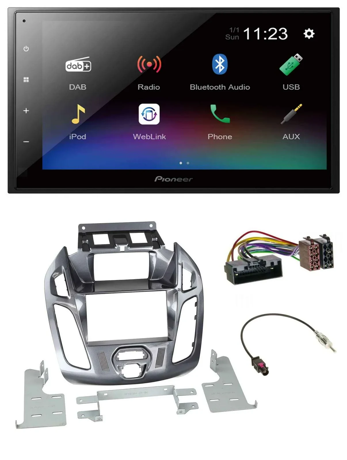 Pioneer USB Bluetooth DAB 2DIN MP3 Autoradio für Ford Transit Connect mit Displa