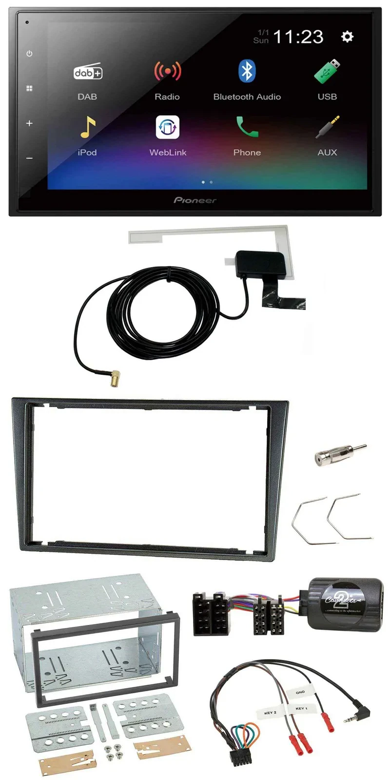 Pioneer DAB Lenkrad Bluetooth 2DIN USB Autoradio für Opel Corsa C 200-2004 charc