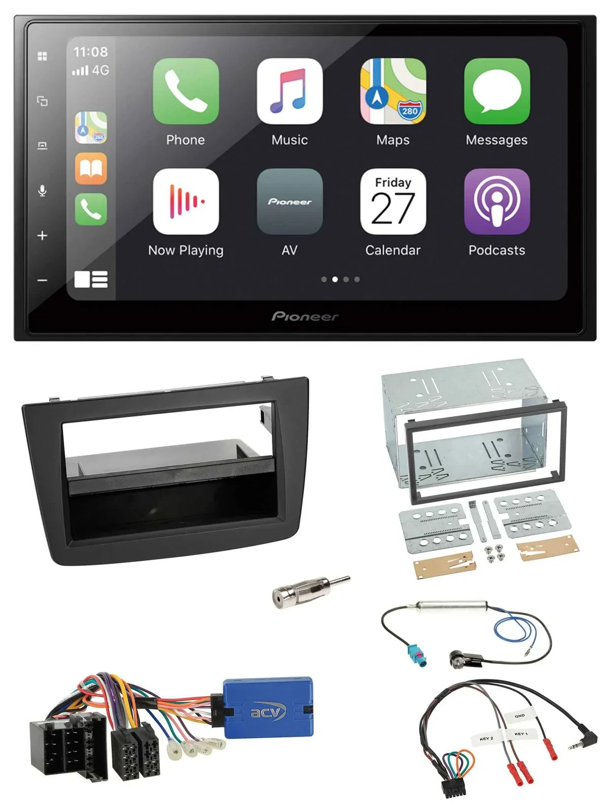 Автомагнитола Pioneer 2DIN, Bluetooth, DAB, USB, для Alfa Romeo Mito, поддержка управления на руле