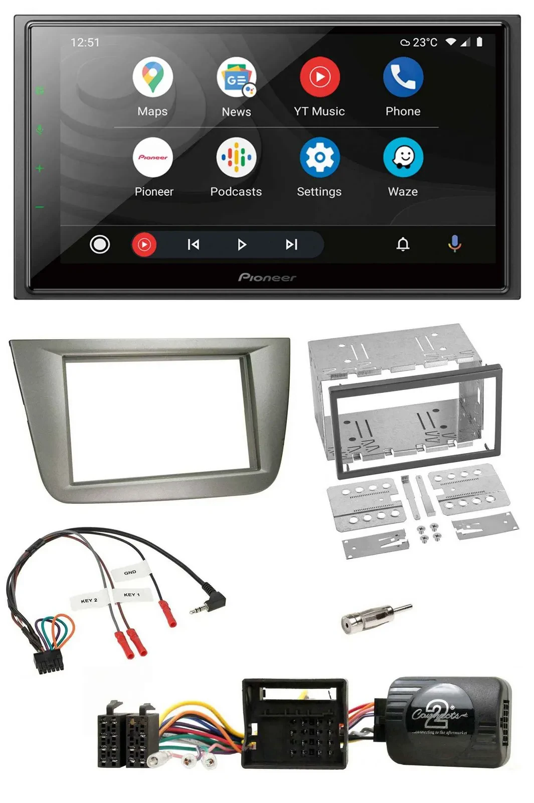 Pioneer USB 2DIN DAB Lenkrad Bluetooth Autoradio für Seat Toledo Altea silber