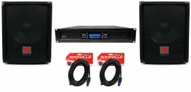 (2) Rockville SBG1128 12" Pro DJ PA Subwoofers+5000w 2-Channel Amplifier+Cables