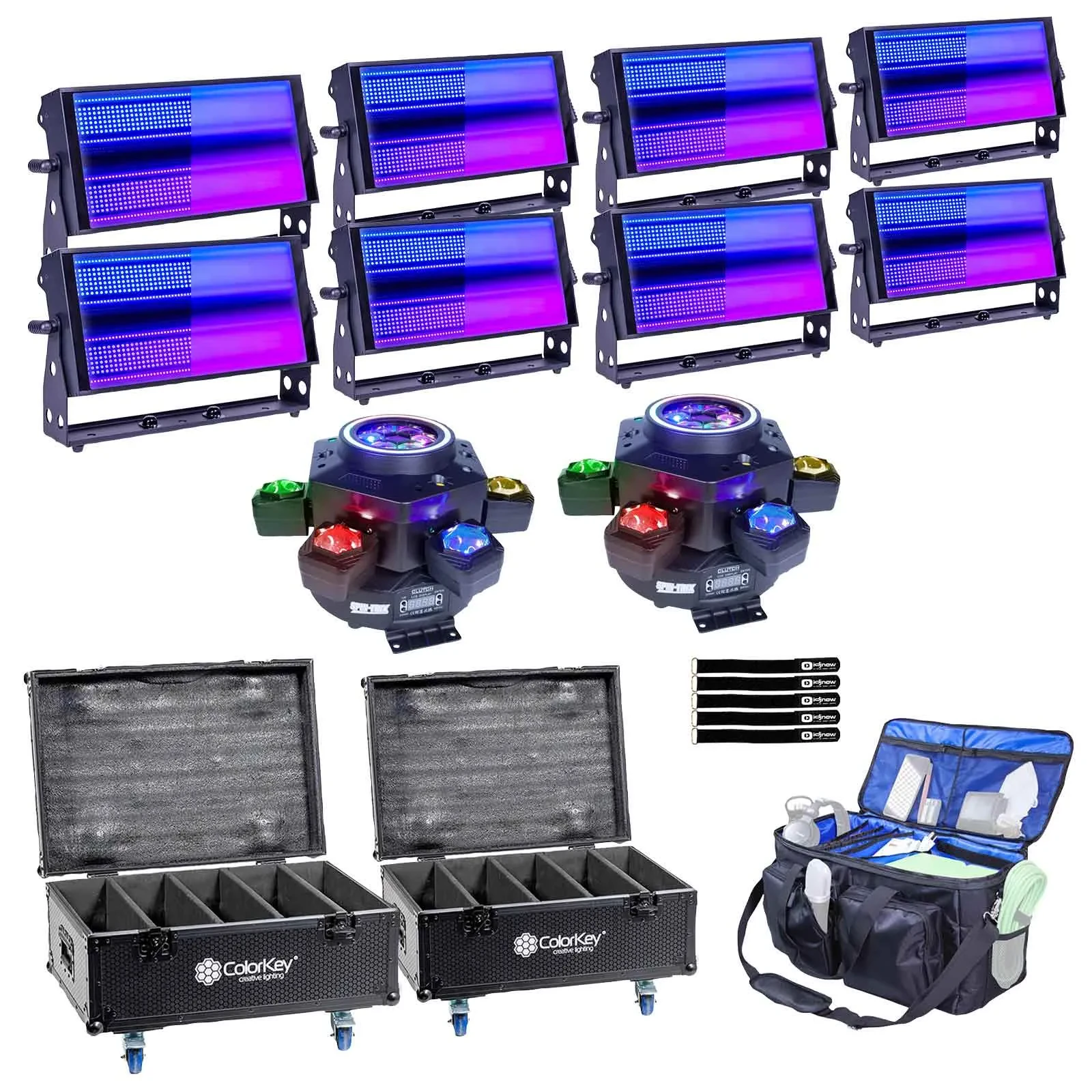 Прожектор ColorKey Inceptor Panel FX, wash/strobe/blinder (набор, 8 шт.)