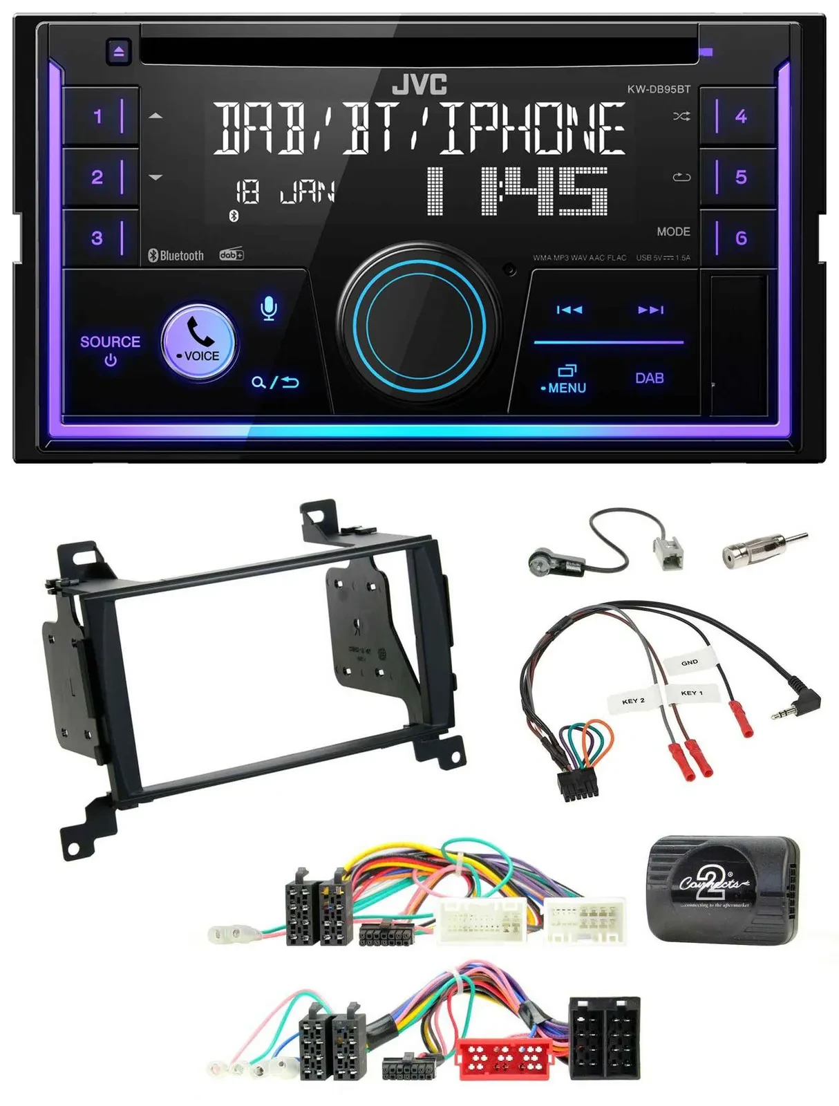 JVC Lenkrad USB 2DIN DAB Bluetooth CD Autoradio für Hyundai Santa Fe 2010-2012