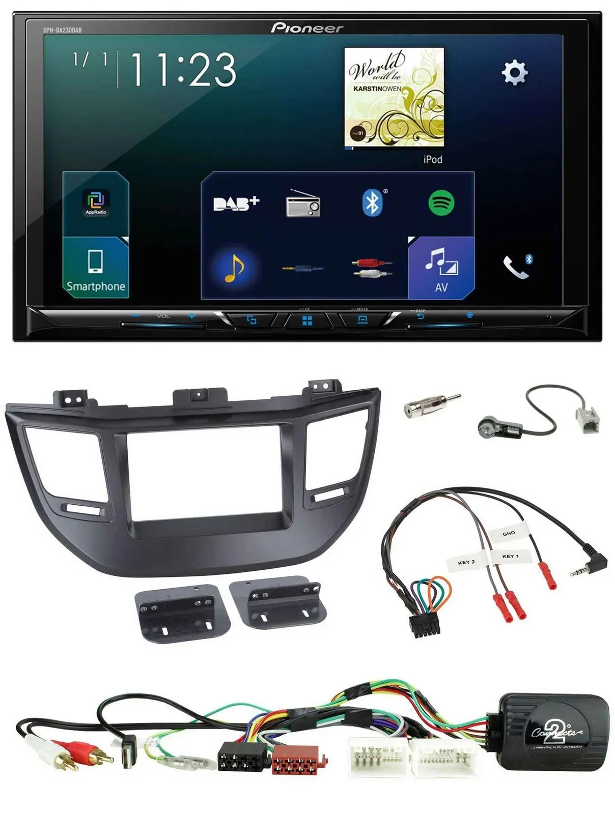 Pioneer Lenkrad Bluetooth USB 2DIN DAB Autoradio für Hyundai Tucson 15-20 schwar