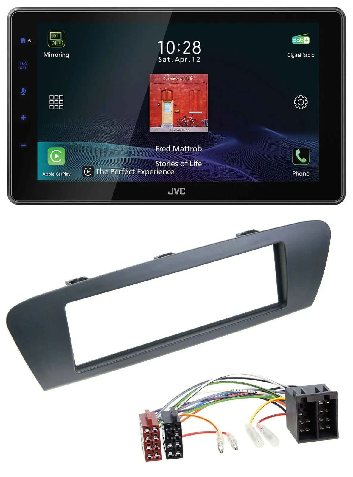 JVC DAB MP3 Bluetooth USB Autoradio für Renault Scenic (ab 09) - grau