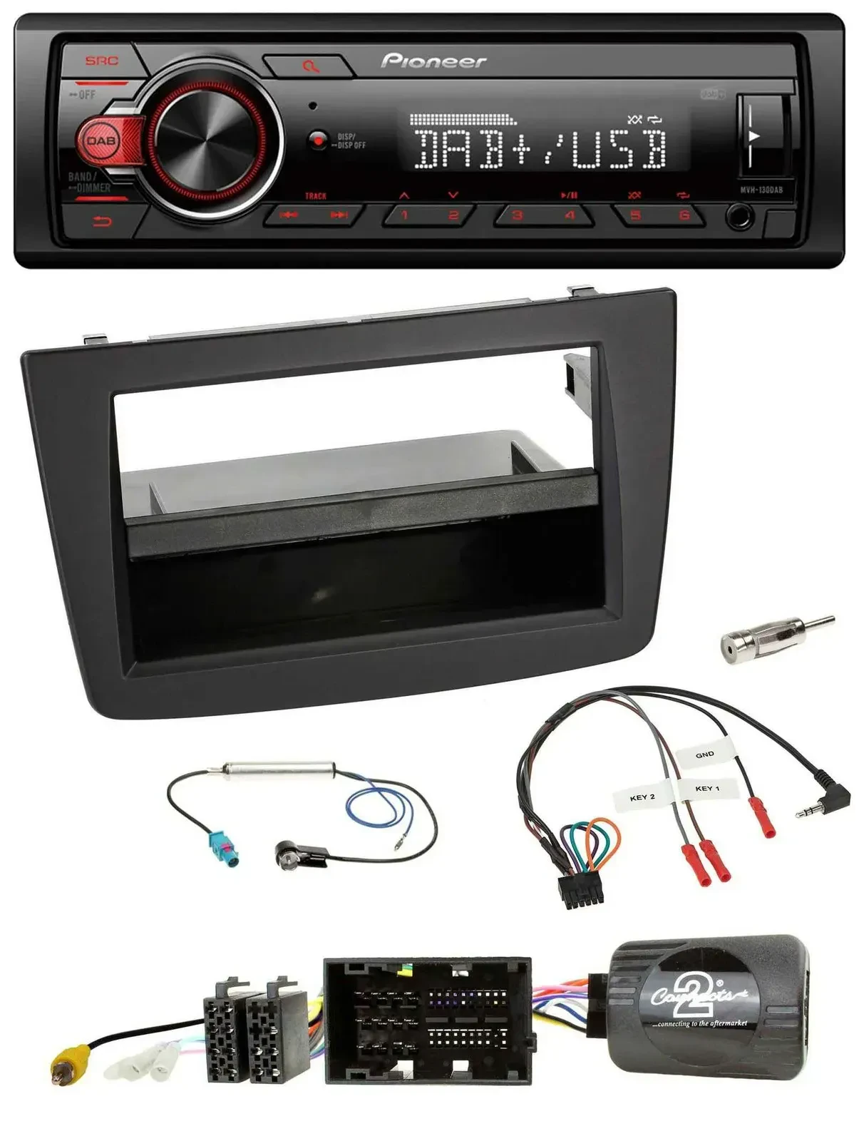Автомагнитола Pioneer 1 DIN DAB USB, черный, для Alfa Romeo MiTo 955 (2014–2018), совместимая с кнопками на руле