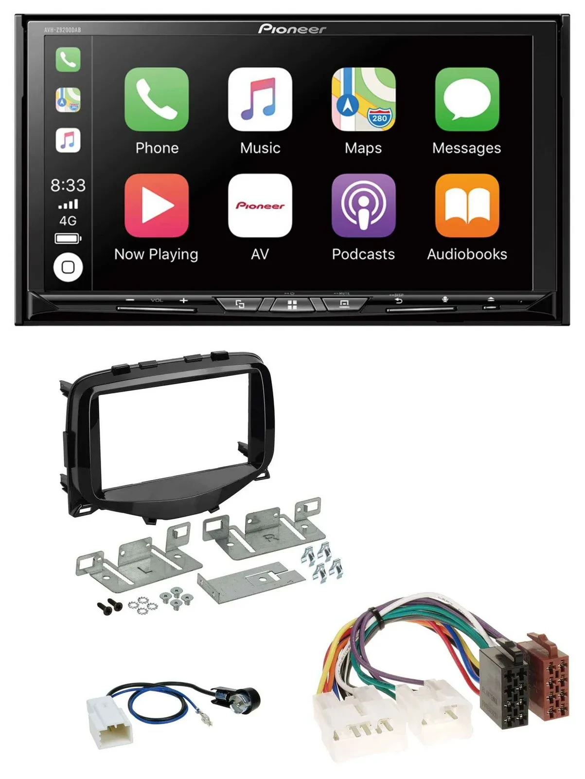 Pioneer 2DIN MP3 USB DAB DVD Bluetooth Autoradio für Toyota Aygo (2014-2021)