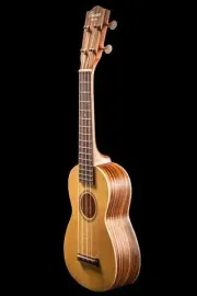 Ohana SK-22Z Solid Spruce Top, Zebrawood Body Soprano Ukulele +Free Gig Bag-BLEM