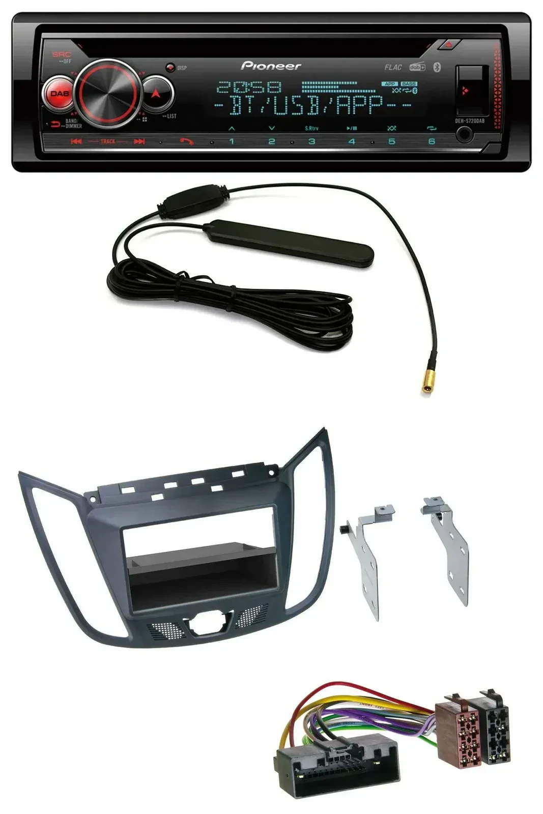 Автомагнитола Pioneer USB DAB MP3 Bluetooth CD для Ford C‑Max/Kuga темно‑серый