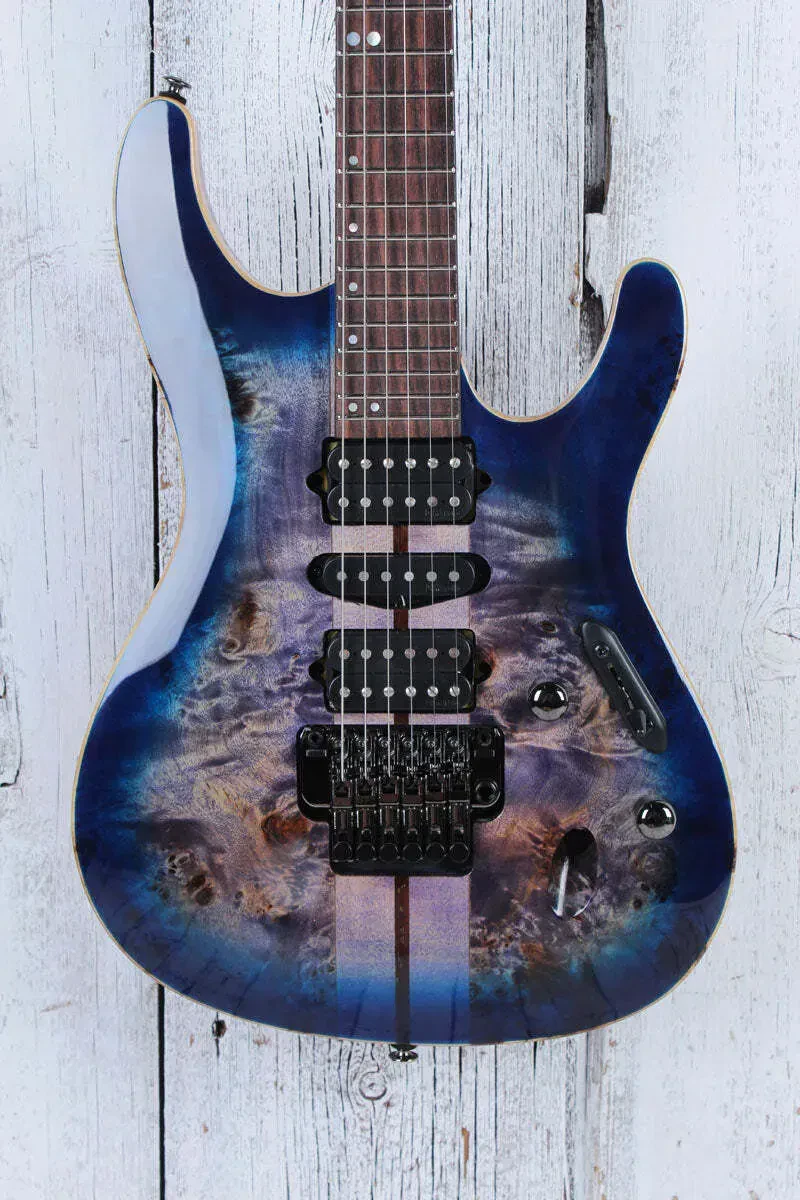 Ibanez S Premium S1070PBZ Electric Guitar Cerulean Blue Burst with Gig Bag