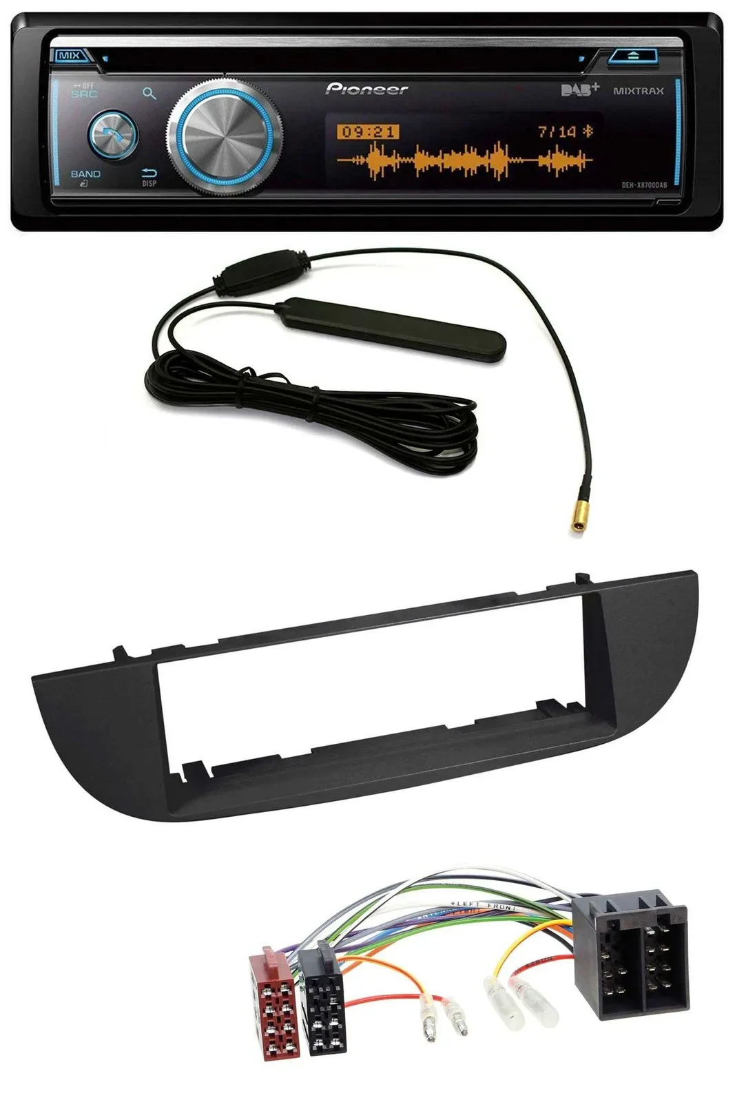 Автомагнитола для Fiat 500 Pioneer CD USB Bluetooth DAB MP3 черный