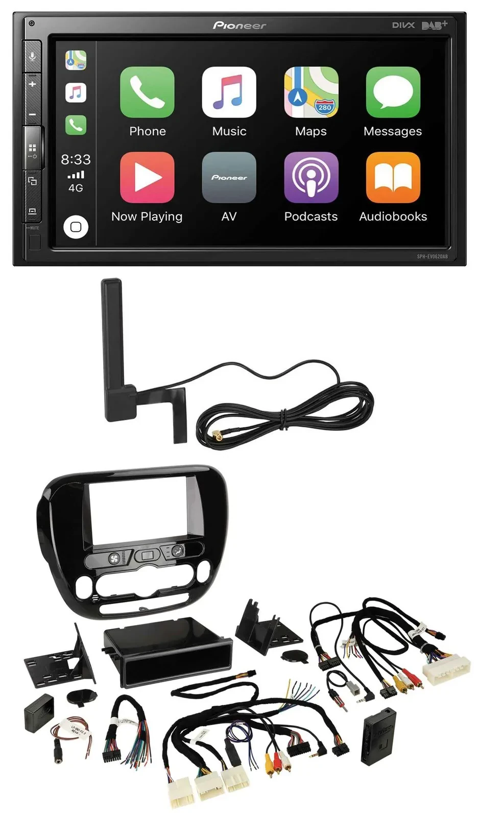 Pioneer USB 2DIN Bluetooth DAB Lenkrad Autoradio für Kia Soul ab 2014 Klima