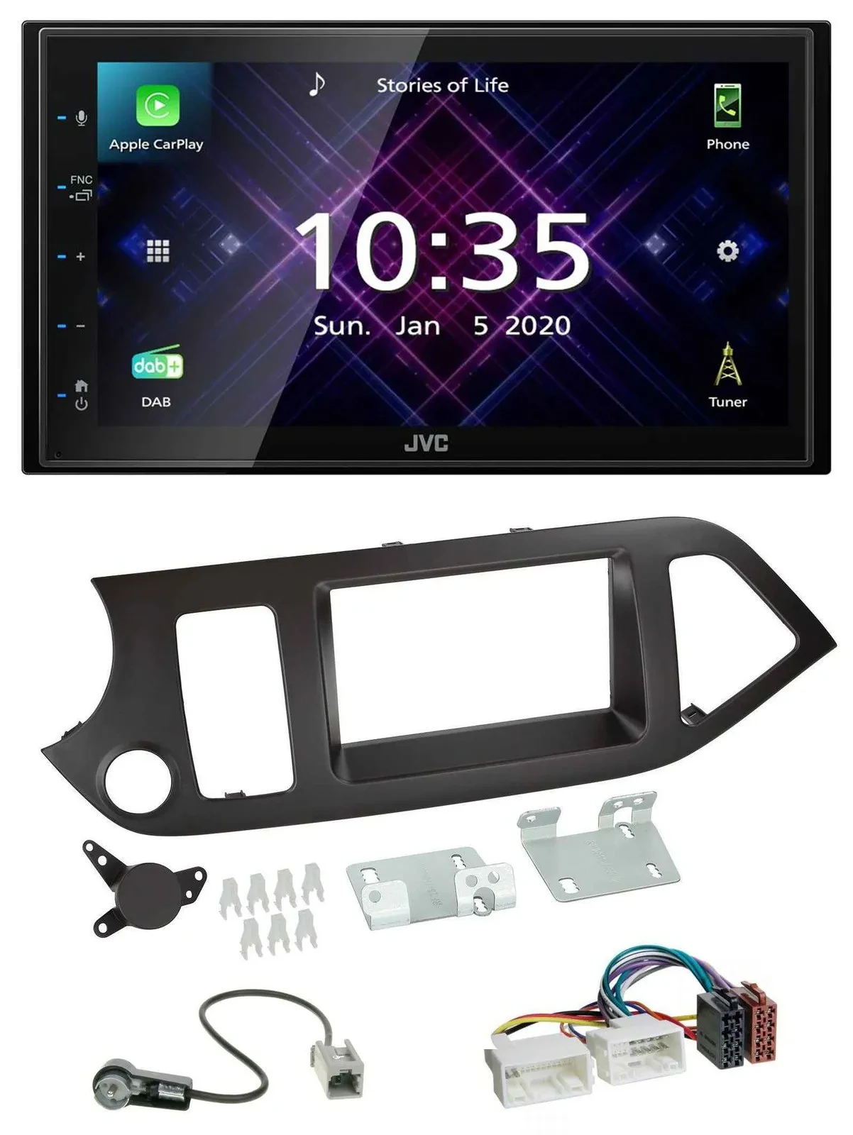 JVC DAB 2DIN MP3 Bluetooth USB Autoradio für Kia Picanto ab 11 ohne Start-Stop