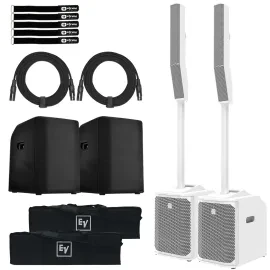 Electro-Voice Evolve50M Powered Column DJ PA Speakers White w Mixer & Sub Covers