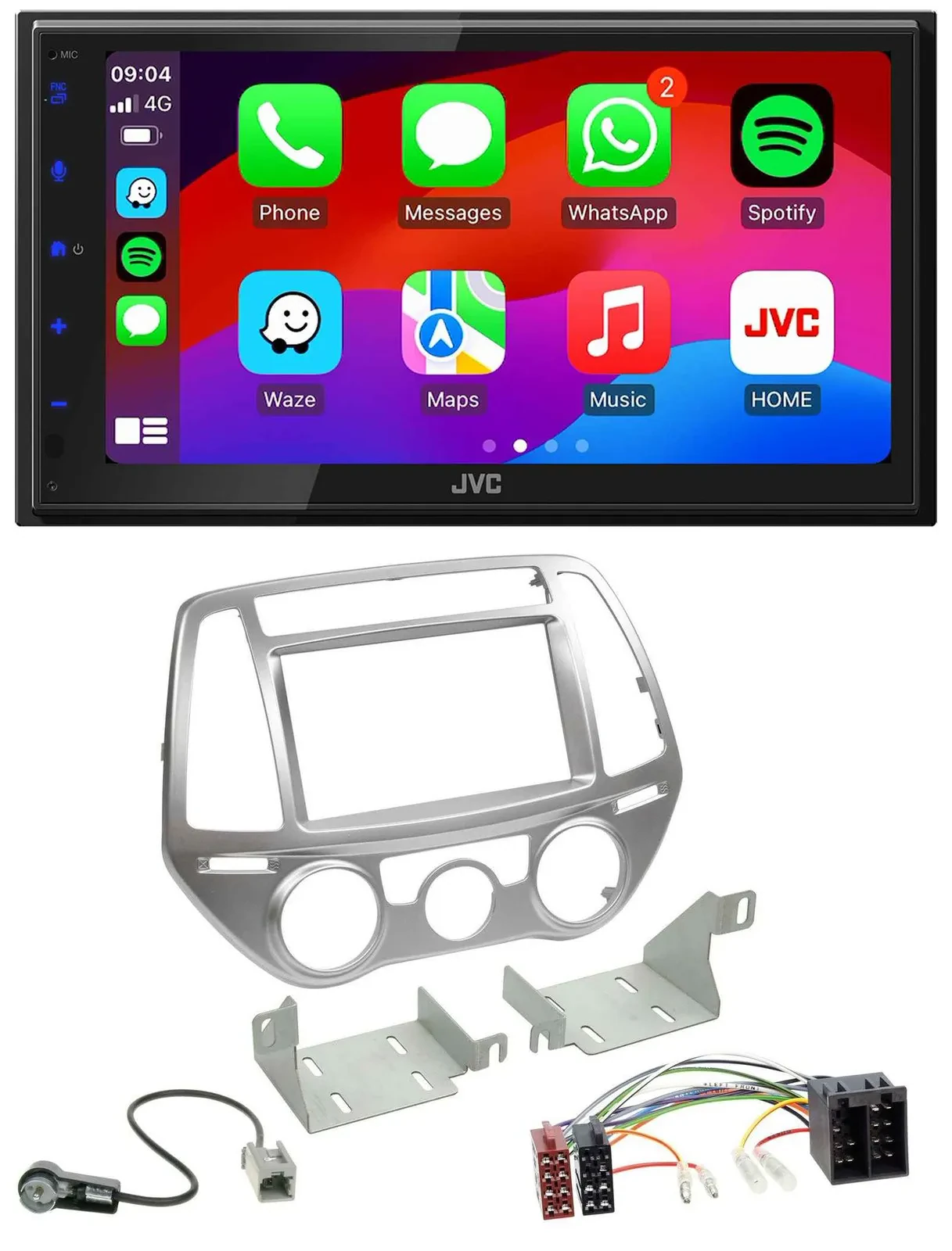 JVC Bluetooth USB MP3 2DIN DAB Autoradio für Hyundai i20 12-14 man. Klima