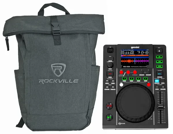 Gemini MDJ-600 Single Tabletop USB/CD Media Player DJ MIDI Controller+Backpack