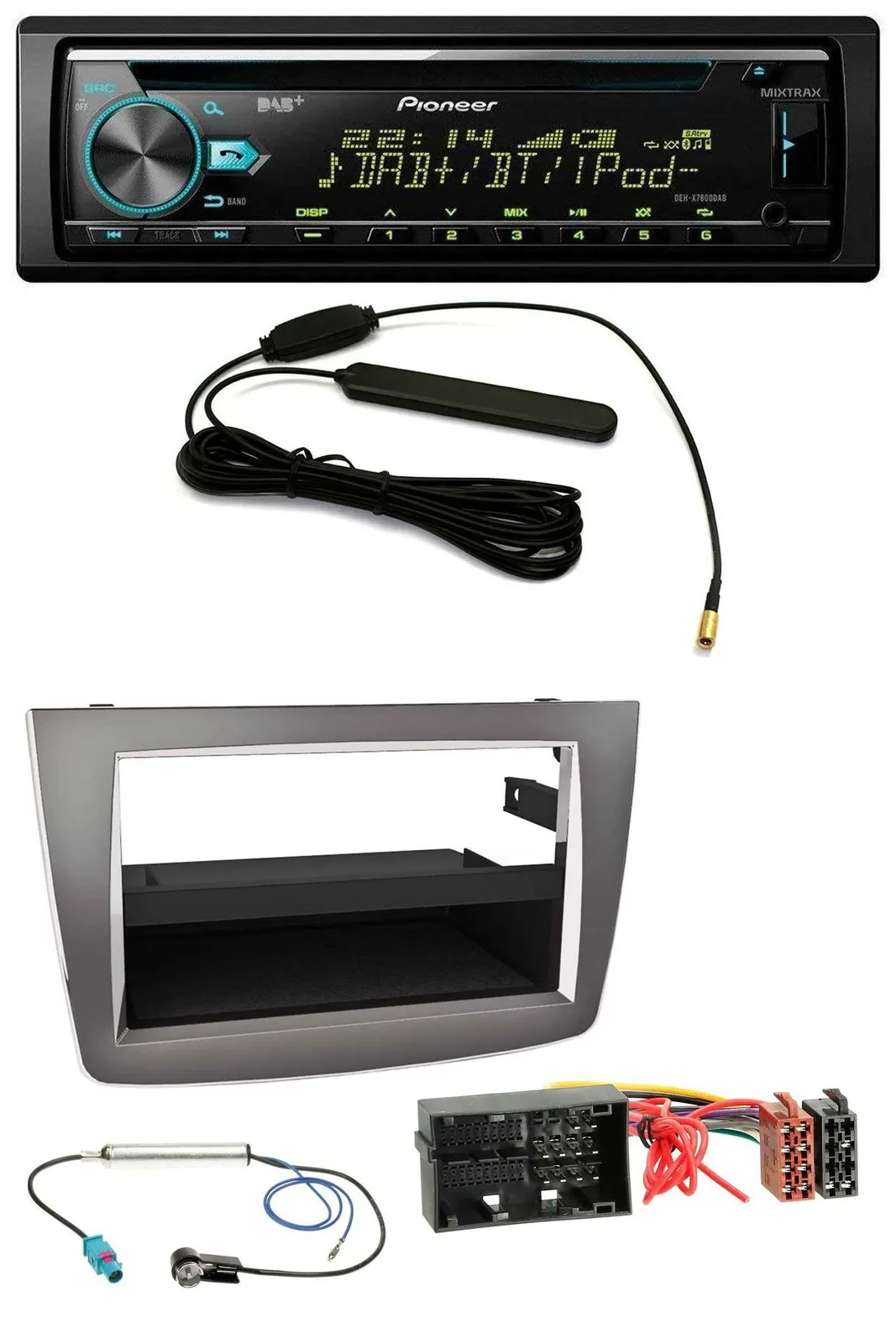 Автомагнитола Pioneer CD/MP3/AUX/DAB/USB для Alfa Romeo Mito (с 2014), серебристая