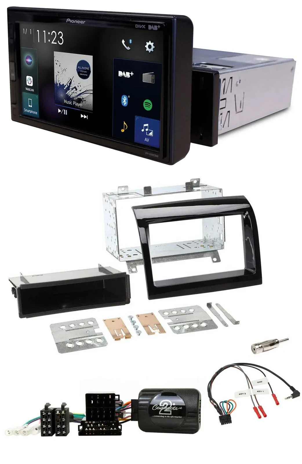 Pioneer DAB Lenkrad Bluetooth USB Autoradio für Fiat Ducato 12-15 piano schwarz