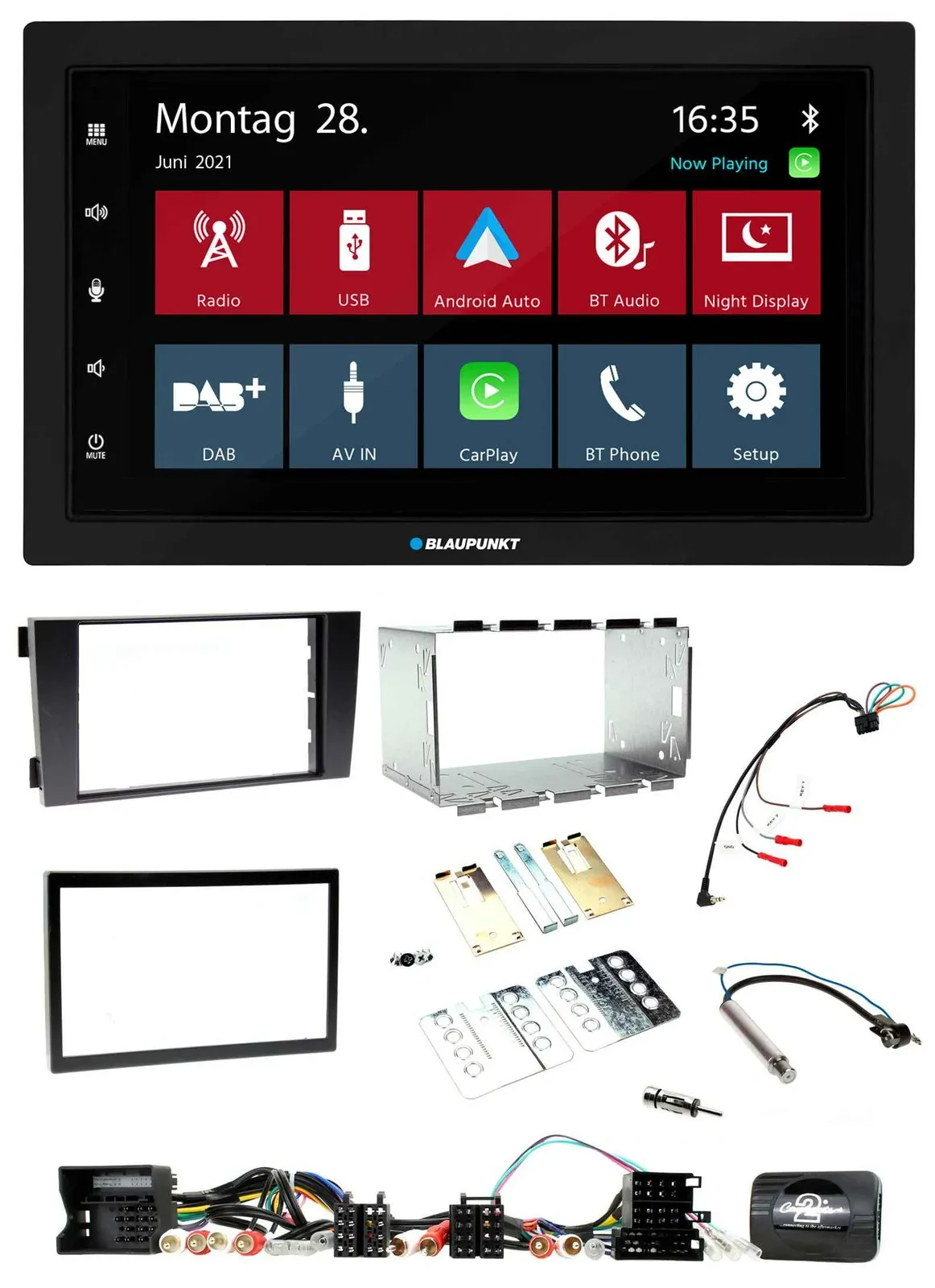 Blaupunkt Lenkrad Bluetooth DAB 2DIN USB Autoradio für Audi A6 C5 2001-2004 Akti