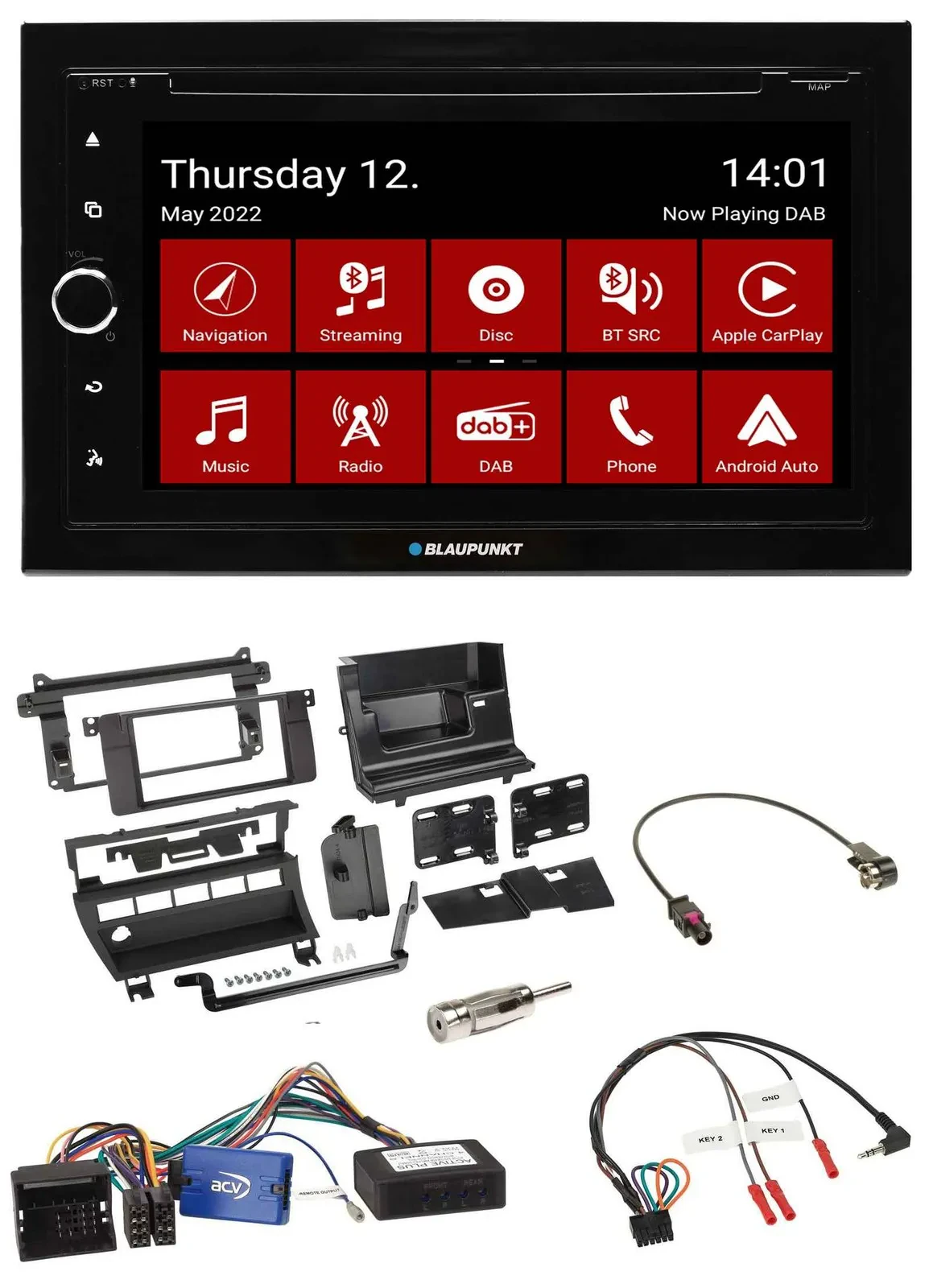 Blaupunkt 2DIN Lenkrad Bluetooth USB TMC DAB Navigation für BMW 3er 02-06 E46 5