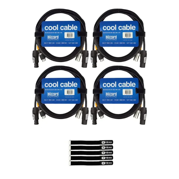 Blizzard Lighting DMX5PCT-6 6 FT IP Rated Combo Cable 4-Pack