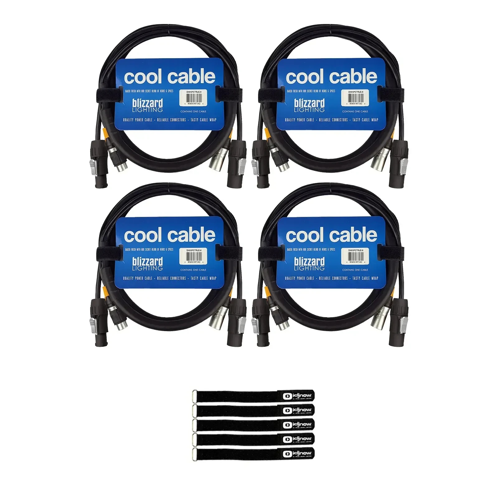 DMX-кабель Blizzard DMX5PCT-6 Combo Black 1.8 м со стяжками (4 штуки)