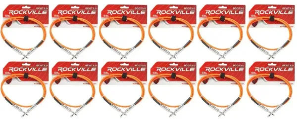 Инструментальный кабель Rockville RCGT3.0O Orange 0.9 м (12 штук)