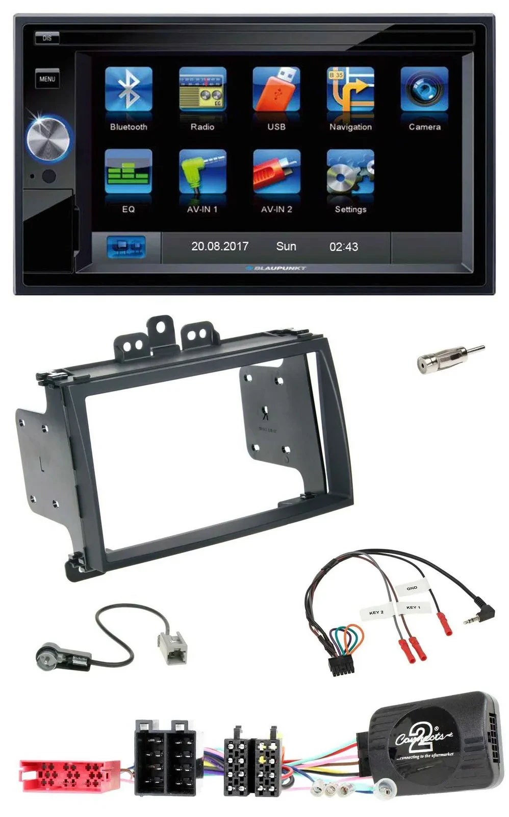 Автомагнитола Blaupunkt 2DIN Bluetooth USB SD MP3 для Hyundai i20 (2009–2012), чёрная