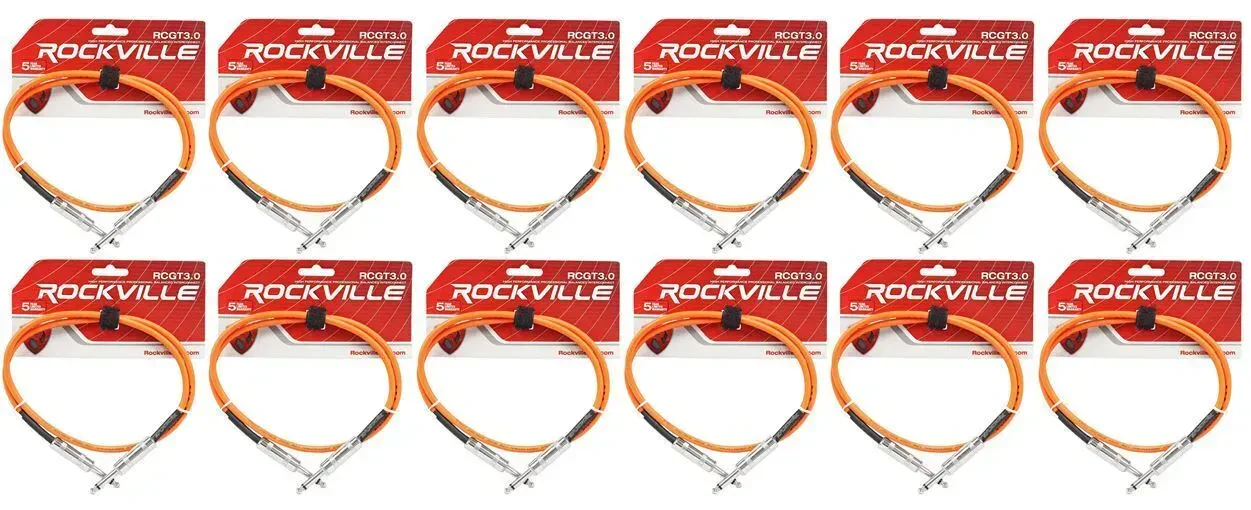 Инструментальный кабель Rockville RCGT3.0O Orange 0.9 м (12 штук)